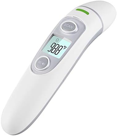 Ear and Forehead Infrared Thermometer, High Accuracy, Dual-Mode, Fever Thermometer for Baby Kids and Adult, Object & Room Measurement, 3 Colors Indicator, Mute Function