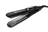 Stalion Steam Hair Straightener Tourmaline Ceramic Flat Iron Professional Performance Styler for all Hair Types (Black 1” Plates)