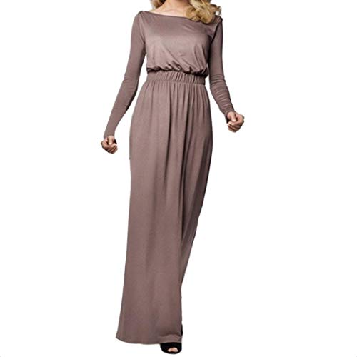 Women Dress,Dainzuy Vintage Solid Long Sleeve Casual Beach Long Maxi Dress