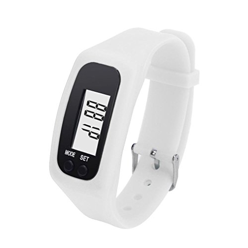 Voberry Digital LCD Pedometer Run Step Walking Distance Calorie Counter Watch Bracelet (White) - Thumbnail 5