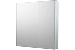 Sunrosa Aluminum Bathroom Medicine Cabinet with Mirror Door, 24"×24" Bathroom Mirror Cabinet, Wall-mountable and Recessed-in 