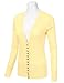 DRESSIS Women's Casual V Neck Snap Button Down Long Sleeve Ribbed Hem Slim Cardigan