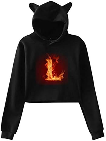LlWINyyZ Womens League Of Legends L Casual Style Comfortable Printing Long Sleeve Crop Top Cat Ear Hoodie