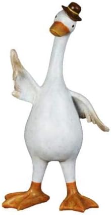 White Goose Waving Figurine Garden Ornament Resin 37.5 cm