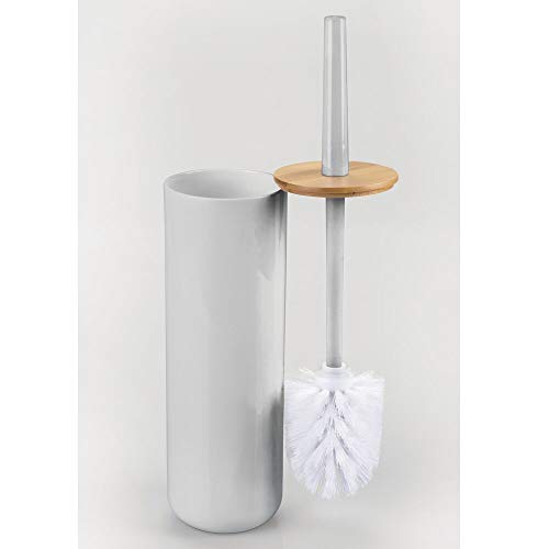 mDesign Compact Freestanding Plastic Toilet Bowl Brush and Holder for