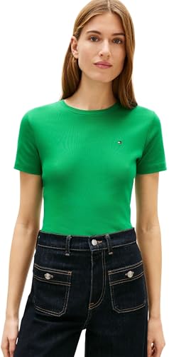 Slim Cody C-nk Ss Ww0ww40587 Camiseta, Verde Courtside Verde, M para Mujer