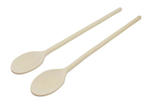 16-Inch Long Handle Wooden Cooking Mixing Oval Spoons, Beechwood (2)