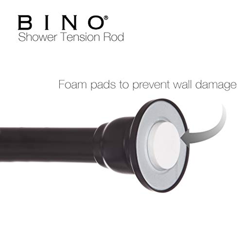 BINO Rust Proof Aluminum Tension Shower Curtain Rod Black 42" to 72
