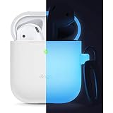 elago Silicone Case with Keychain Designed for Apple AirPods Case, LED Visible [ Nightglow Blue ]