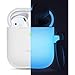 elago Silicone Case with Keychain Compatible with Apple AirPods Case 1 & 2, Front LED Visible, Supports Wireless Charging, Protective Silicone [Nightglow Blue]