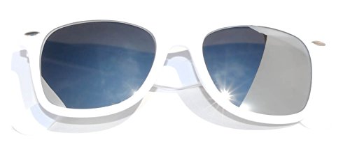 Vintage Retro Classic Silver Mirror Reflective Lens Sunglasses White Frame