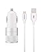 iPhone 7 Car Charger, Shackle 4.8A Lightning Car Charger with 3.3ft Apple MFi Certified Lightning Cable for for iPhone 7/6S/6S Plus,6,5S,iPad - White