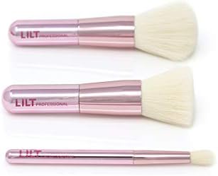 LILT BEAUTY Professional Mini Makeup Brush Set with Necessaire – Brushes for Concealer Foundation Powder Blush, Blending and Contour with Kabuki Bristles– Apply Cream Liquid or Powder – 4 Piece Make Up Kit