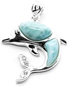Larimar Gemstones with 925 Sterling Silver Pendant Hand Made for Women