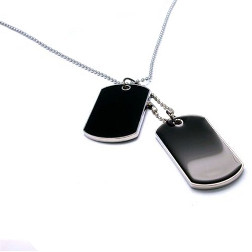Guoainn Big Army Style Black 2 Dog Tags Chain Beauty Mens Pendant Necklace