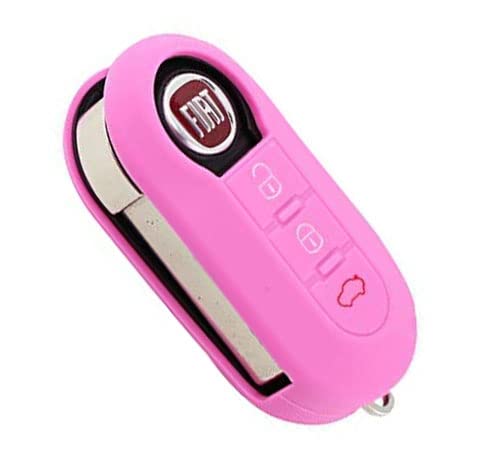 Durable Car Key Cover with 3 Buttons, Compatible with Fiat, Lancia, Citroen, Peugeot (Pink)