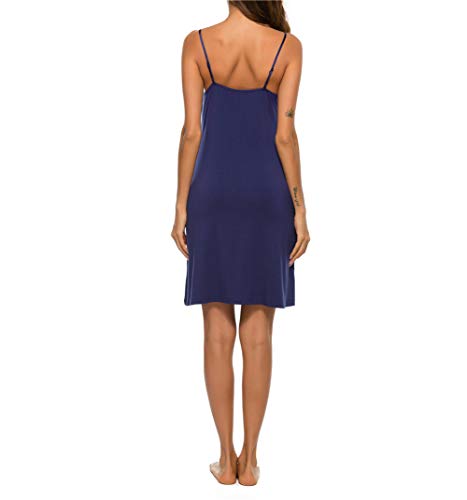 Womens Lace Lingerie Babydoll Sleepwear Halter Chemise Nightie Full Slip Dress Blue M