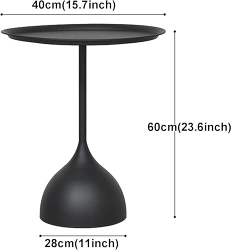 Coffee Table, Black Metal End Table for Living Room, Round Side Table, Bedside Table, Mid Century Circle Accent Table for Small Spaces Easy Assembly Modern Coffee Table for Bedroom Living Room (Tall)