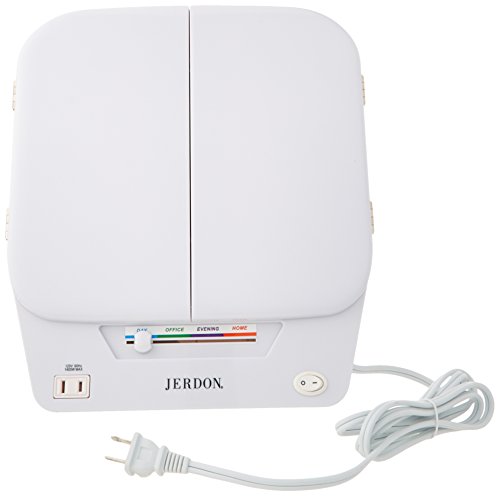 Jerdon JGL10W Euro Tri-Fold Lighted Mirror with 5x Magnification, 4-Light Settings, White Finish