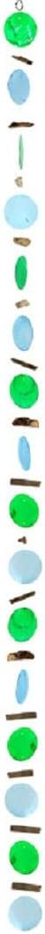 Window Decoration Suncatcher Mobile Wood and Capiz, 150 cm, Blue/Green