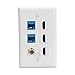 HDMI Wall Plate Decorative,HDMI Ethernet Coax Cable TV F-Type Wall Plate(White) - 3 Port HDMI + 2 Cat6 Ethernet + 1 Coax