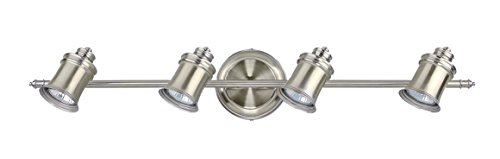4 Light Track Lighting Wall and Ceiling Mount Fixture Kitchen and Dining Room, Brushed Nickel