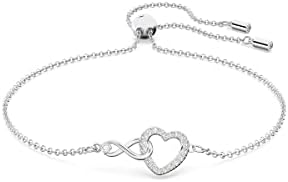 Braccialetto Swarovski Infinity, Infinito e cuore, Bianco, Placcato rodio