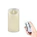 YIWER Flameless Candles, D3.15 H6 1 Pack Real Wax Not Plastic Pillar, Battery Operated Led Remote Control and Timer Function Candle for Home Party Valentines Day Mom Christmas (Wave Head, Ivory)