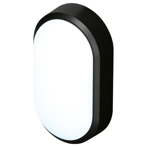 4lite Pylus Outdoor Oval Wall Light (Black) 1100lm Bulkhead IP54 LED Integrated Exterior Light - 4L2/3216-4Yr Guarantee