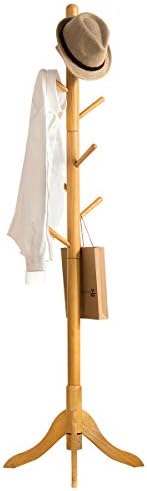 Stabil 10 Haken Garderobe mit Solider Basis aus Gummiholz Braun Vlush