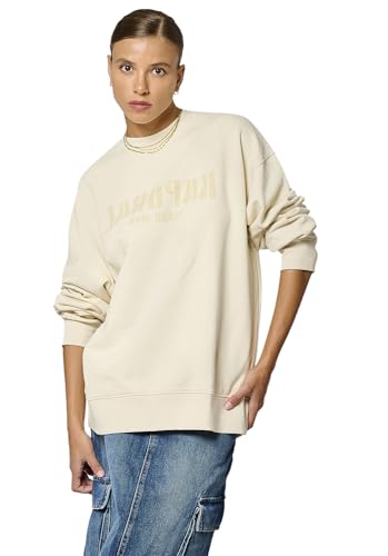 Kaporal, Sudadera de Mujer con Corte Regular, Manga Larga, Cuello Redondo, patrón silencioso, Color Masilla, XS, Gris, XXS