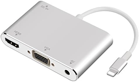 Lightning to HDMI VGA Audio Adapter Digital AV Connector Cable for iPhone, iPad, iPod to Projector Monitor TV (Micro Charging Cable)