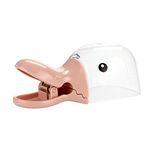 Click Here to See More Images VESNIBA 2 In 1 Creative Duck Shape Plastic Shovel Steel Spoon + Food Bag Clip (Pink)