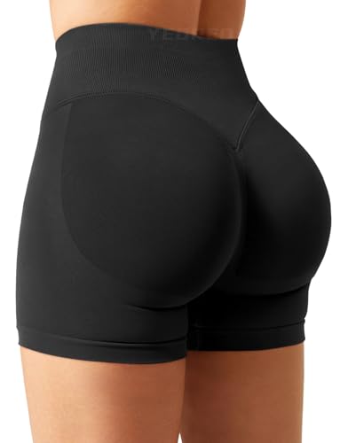 YEOREO Women’s athletic shorts with hidden scrunch detail, subtle glute shaping, 11.43cm inseam, Blue