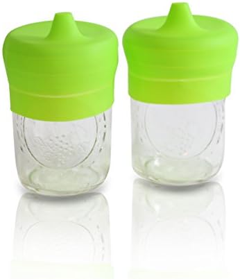 Silicone Sippy Lids for Cups, Glasses, Mason Jars, and Mugs - Food Grade, Dishwasher Safe (2 Pack) - Sippy Cup Style (JARS NOT INCLUDED)