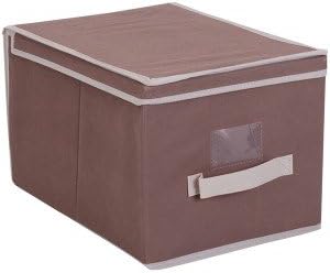 Caja de almacenaje con tapa, tela, color marrón: Amazon.es: Hogar