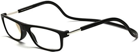 Adjustable Front Connect Reader Click Magnetic Reading Glasses Rectangle Black 200