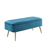 Ball & Cast Upholstered Bench, 42" W, Lake Blue