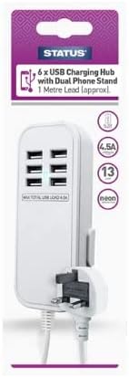 Status Extension USB Charging Hub 6 Port White 4.5A 1 Metre Lead