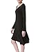 Women's T Shirt Dress Casual Loose Tunic Long Sleeve V-neck Frock by Azot (M, Black)