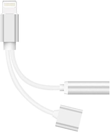 2 in 1 Lightning Adapter for iPhone 7 [2-Pack],UKULILI iPhone Splitter ,2-Port Lightning Headphone Audio and Charger Adapter for iPhone 7/7 Plus and More-Silver