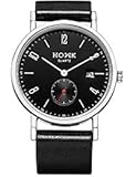 HOWK Mens Watch Water Resistant Leather Luminous Wristwatch
