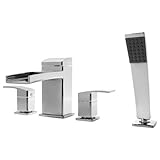 Pfister RT6-4DFC Kenzo 2-Handle Waterfall Roman Tub Trim with Handheld Shower in Polished Chrome