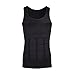 Men's Compression Shirt - Tummy Slimming Body Shapers- Abdomen/Waist/Belly Fat Compressions Vest- Elastic Shapewear for Men- Fit Body Tank for Weight Loss, Yoga, Running, Workout - Black, L