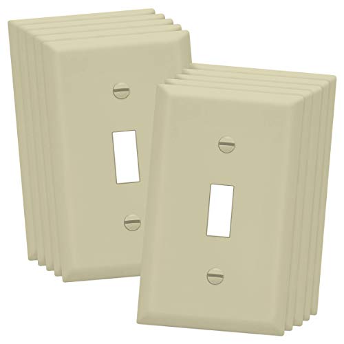 ENERLITES Toggle Light Switch Wall Plate, Size 1-Gang 4.50" x 2.76", Unbreakable Polycarbonate Thermoplastic, 8811-I-10PCS, Ivory (10 Pack)