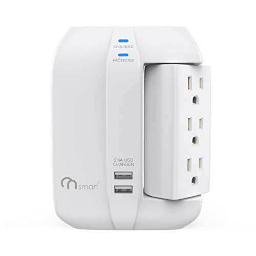 ONSMART Wall Tap Swivel Surge Protector 6-Outlet Power Strip 2 USB Charger, Portable Wall-Mount Socket, Smart Charging for Home, The Office, Travel