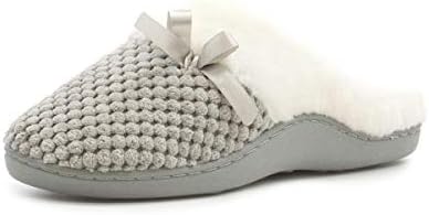 The Slipper Company - Womens Grey Bobble Closed Mule Slipper with Bow