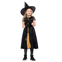 Meeyou Girls Witch Costume, Halloween Fancy Dress Up for kids,Size S,4-6T