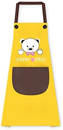 Sugar Treasure Cartoon Bear Waterproof and Oil-Resistant H-typed Adult Kitchen Apron for Women Men Chef (Yellow)