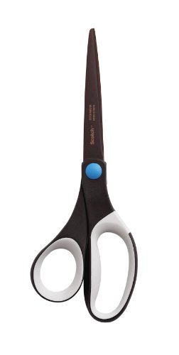 Scotch Precision Ultra Edge Non-Stick Scissor, 8-Inch, Brown with Assorted Accent Colors (Dot Color Will Vary)